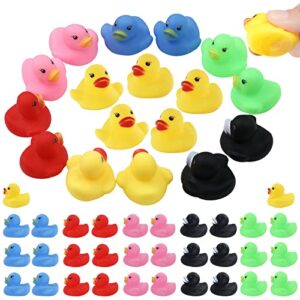 50 pack multicolor mini rubber ducky float ducks baby bath toy, great for jeep ducking, shower, birthday party, carnival game gift(1.6"x 1.5" x 1.2". 6 colors)