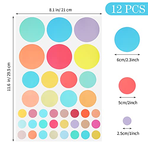 456 Pieces Polka Dots Wall Sticker Round Wall Decals Peel and Stick Circle Wall Decal Removable Vinyl Dots Wall Decals Wallpaper Art for Kids Bedroom Living Room, Classroom, Playroom Decor, Colorful