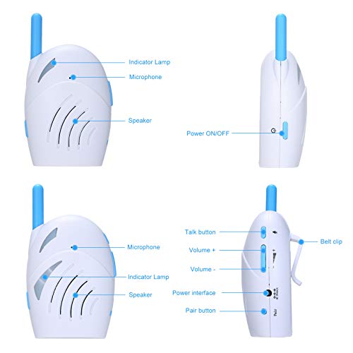 Splenssy Audio Baby Monitor Portable 2.4GHz Wireless Digital Audio Baby Monitor Two Way Talk Baby Cry Detector Sensitive Transmission