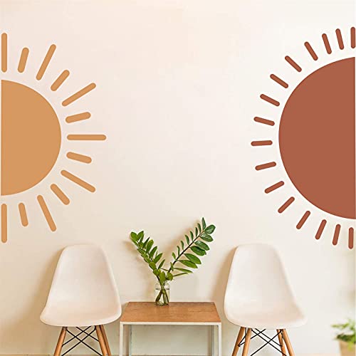 Half Sun Wall Decal Large Wall Decal Sunshine Wall Stickers Vinyl Wall Art Decals Removable Sun Decals for Walls Sunrise Sticker Peel and Stick Headboard Wall Decals for Nursery Kids Room Bedroom Playroom Decor