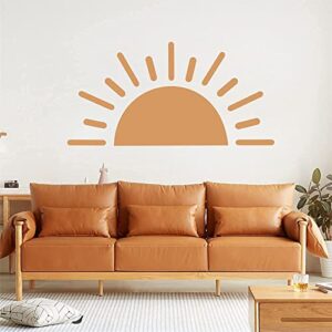 Half Sun Wall Decal Large Wall Decal Sunshine Wall Stickers Vinyl Wall Art Decals Removable Sun Decals for Walls Sunrise Sticker Peel and Stick Headboard Wall Decals for Nursery Kids Room Bedroom Playroom Decor