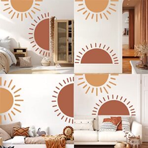 Half Sun Wall Decal Large Wall Decal Sunshine Wall Stickers Vinyl Wall Art Decals Removable Sun Decals for Walls Sunrise Sticker Peel and Stick Headboard Wall Decals for Nursery Kids Room Bedroom Playroom Decor