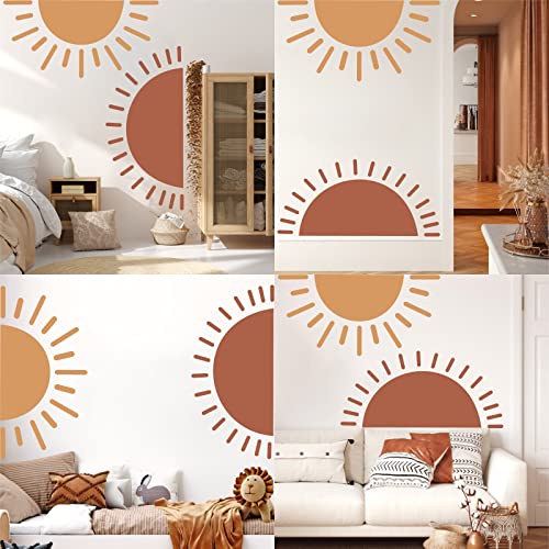 Half Sun Wall Decal Large Wall Decal Sunshine Wall Stickers Vinyl Wall Art Decals Removable Sun Decals for Walls Sunrise Sticker Peel and Stick Headboard Wall Decals for Nursery Kids Room Bedroom Playroom Decor