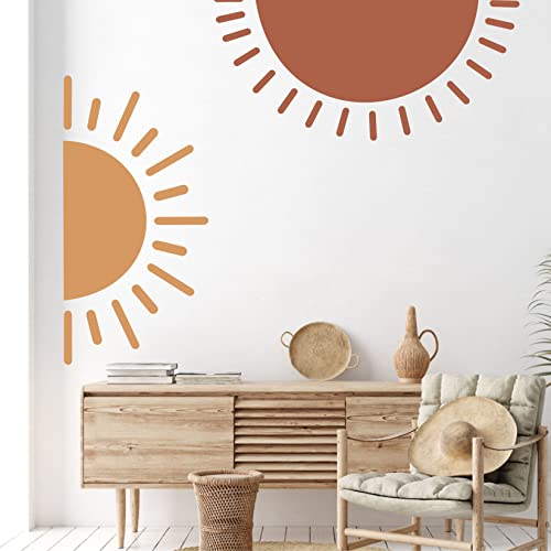 Half Sun Wall Decal Large Wall Decal Sunshine Wall Stickers Vinyl Wall Art Decals Removable Sun Decals for Walls Sunrise Sticker Peel and Stick Headboard Wall Decals for Nursery Kids Room Bedroom Playroom Decor