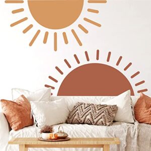 Half Sun Wall Decal Large Wall Decal Sunshine Wall Stickers Vinyl Wall Art Decals Removable Sun Decals for Walls Sunrise Sticker Peel and Stick Headboard Wall Decals for Nursery Kids Room Bedroom Playroom Decor