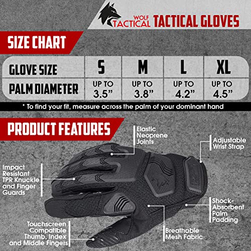 WOLF TACTICAL Shooting Gloves Tactical Gloves for Men Military Gloves, Airsoft Gloves for Paintball Combat Army Touchscreen