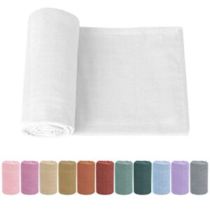 knirose newborn baby swaddle blanket unisex swaddle wrap soft silky bamboo muslin swaddle blankets neutral receiving blanket for newborn boys and girls large 47 x 47 inches(120x120cm) (white)