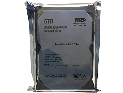 MaxDigitalData 6TB 7200RPM 128MB Cache SATA 6.0Gb/s 3.5" Internal Hard Drive for Surveillance (MD6000GSA12872DVR) - 3 Years Warranty (Renewed)