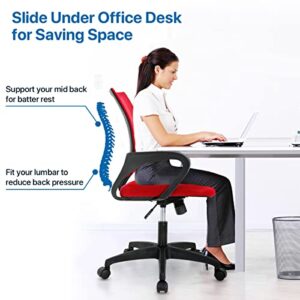 Home Office Chair Mesh Ergonomic Desk Chair Mid Back Computer Chair with Lumbar Support Armrest Adjustable Height Executive Rolling Swivel Task Chair for Women Men, Red