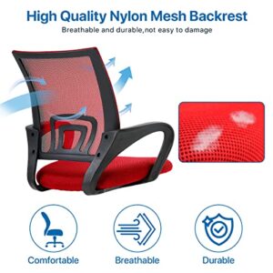 Home Office Chair Mesh Ergonomic Desk Chair Mid Back Computer Chair with Lumbar Support Armrest Adjustable Height Executive Rolling Swivel Task Chair for Women Men, Red