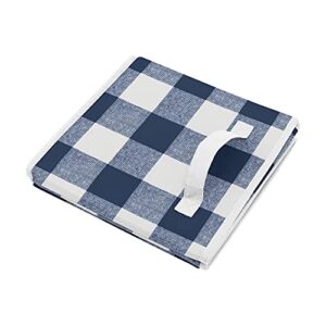 Sweet Jojo Designs Navy Buffalo Plaid Check Boy Small Fabric Toy Bin Storage Box Chest For Baby Nursery or Kids Room - Blue and White Woodland Rustic Country Farmhouse Lumberjack