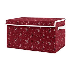 sweet jojo designs wild west bandana boy small fabric toy bin storage box chest for baby nursery or kids room - red and brown western southern country cowboy