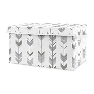 sweet jojo designs grey woodland arrow boy or girl small fabric toy bin storage box chest for baby nursery or kids room - gray and white mod modern