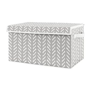 sweet jojo designs grey boho arrow boy or girl small fabric toy bin storage box chest for baby nursery or kids room - gray and white herringbone for woodland forest friends collection