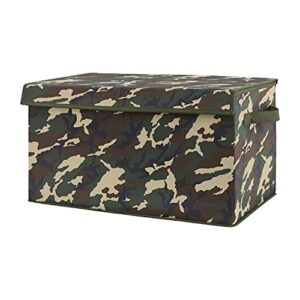 sweet jojo designs woodland camo boy small fabric toy bin storage box chest for baby nursery or kids room - beige green and black rustic forest camouflage