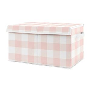 sweet jojo designs pink buffalo plaid check girl small fabric toy bin storage box chest for baby nursery or kids room - blush and white shabby chic woodland rustic country farmhouse