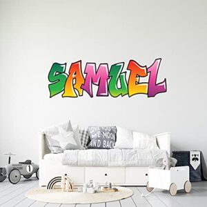 cutedecals graffiti custom name wall decal - personalized graffiti name art decal - unisex wall decor - wall decal for nursery bedroom decoration (mini wide 15''x4'' height)