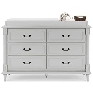 Delta Children Simmons Kids Juliette 6 Drawer Dresser with Changing Top, Greenguard Gold Certified, Moonstruck Grey