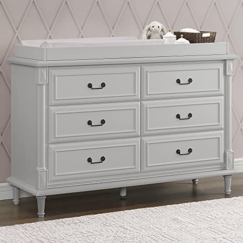 Delta Children Simmons Kids Juliette 6 Drawer Dresser with Changing Top, Greenguard Gold Certified, Moonstruck Grey