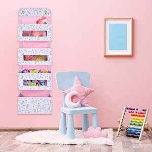 WERNNSAI Unicorn Door Organizer - 39” x 12” Clear Window Pockets Organizer for Baby Girls Over the Door Hanging Storage Bathroom Organizer Gifts Toys Diapers Pantry Closet Wall Bedroom Nursery Decor