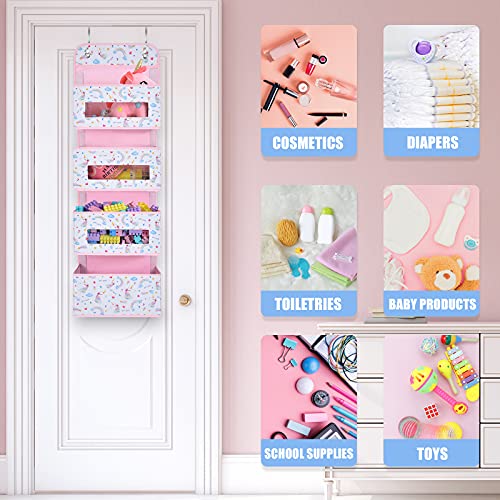 WERNNSAI Unicorn Door Organizer - 39” x 12” Clear Window Pockets Organizer for Baby Girls Over the Door Hanging Storage Bathroom Organizer Gifts Toys Diapers Pantry Closet Wall Bedroom Nursery Decor