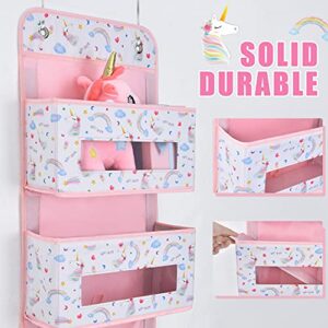 WERNNSAI Unicorn Door Organizer - 39” x 12” Clear Window Pockets Organizer for Baby Girls Over the Door Hanging Storage Bathroom Organizer Gifts Toys Diapers Pantry Closet Wall Bedroom Nursery Decor