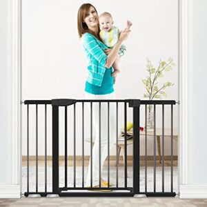 wide baby gate, alvod 29.93''-51.5'' wide 30" high dog gates for the house auto close, easy walk thru extra wide baby gate with door, black