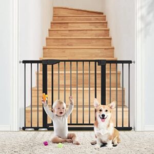 Wide Baby Gate, ALVOD 29.93''-51.5'' Wide 30" High Dog Gates for The House Auto Close, Easy Walk Thru Extra Wide Baby Gate with Door, Black