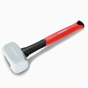 Goldblatt Rubber Mallet 16 oz. Low Recoil Rubber Hammer with Solid Head & Soft-grip Handle, Durable Double-Faced Soft Mallets, Soft Blow Tasks, No Damage for Camping, Woodworking and Flooring | White