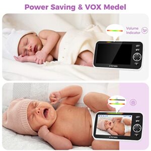 VTimes Baby Monitor Video Baby Monitor with Camera and Audio No WiFi 5" LCD Screen, Two-Way Audio, Night Vision,1000ft Range, 2X Zoom Temperature Display, Lullaby Elderly Pet