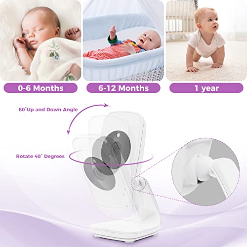 VTimes Baby Monitor Video Baby Monitor with Camera and Audio No WiFi 5" LCD Screen, Two-Way Audio, Night Vision,1000ft Range, 2X Zoom Temperature Display, Lullaby Elderly Pet