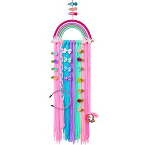 fiobee rainbow hair bows holder organizer unicorn clips storage headband holder unicorn wall hanging home décor for baby girls room