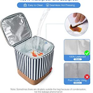 Lekebaby Baby Bottle Bag with Ice Pack Fits 6 Bottles or 4 Large 9 Oz Bottles, Leakproof Breastmilk Cooler Bag for Nursing Mom Daycare, Striped