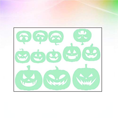 PartyKindom Halloween Home Decorations, 1 Sheet Halloween Luminous Stickers Fluorescent Stickers Holiday Festival Wall Stickers (Cartoon Pumpkin)