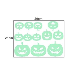 PartyKindom Halloween Home Decorations, 1 Sheet Halloween Luminous Stickers Fluorescent Stickers Holiday Festival Wall Stickers (Cartoon Pumpkin)