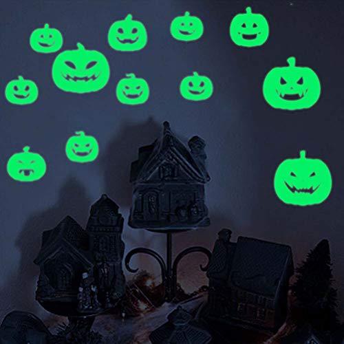 PartyKindom Halloween Home Decorations, 1 Sheet Halloween Luminous Stickers Fluorescent Stickers Holiday Festival Wall Stickers (Cartoon Pumpkin)