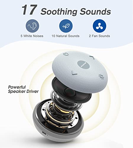 Portable White Noise Machine for Baby Sleeping | 8 Night Lights | 17 Soothing Sounds | USB Rechargeable | Safe Clip Easy Hanging & Child Lock | Compact and Lightweight for On-The-Go & Travel, Kids