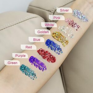 Holographic Body Glitter, TEOYALL Long Lasting Glitter Shimmer Chunky Sequins Glitters for Body, Face, Hair Makeup (Pink)