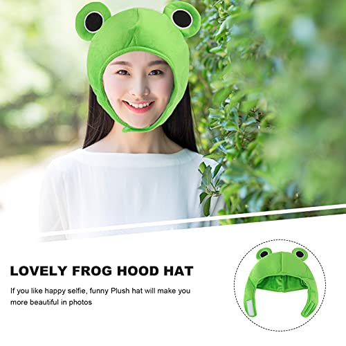 PartyKindom Cute Green Plush Frog Hat Cap Winter Scarf Headband Cartoon Headgear Frog Ears Ski Hat Multicolored Fisherman Packable Sun Hat for Halloween Party Dress up Cosplay Costume