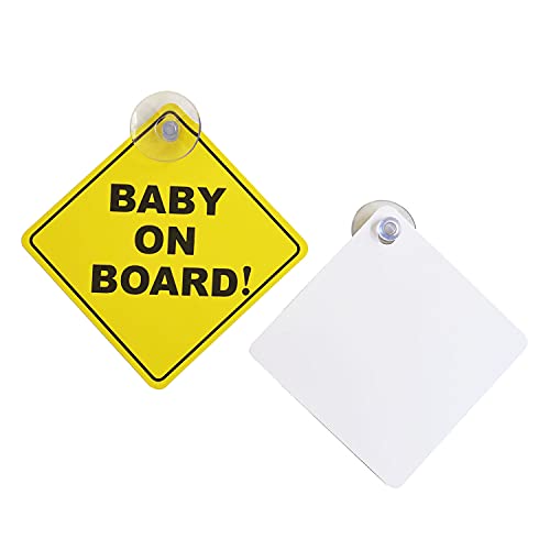 Baby on Board Sticker for Cars 2PCS , Baby On Board Warning Signs with Suction Cups , Durable and Strong Without Residue