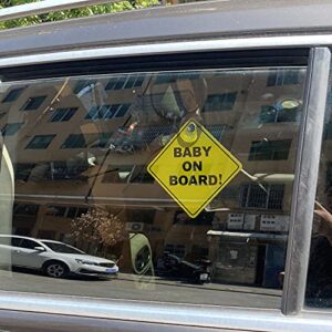 Baby on Board Sticker for Cars 2PCS , Baby On Board Warning Signs with Suction Cups , Durable and Strong Without Residue