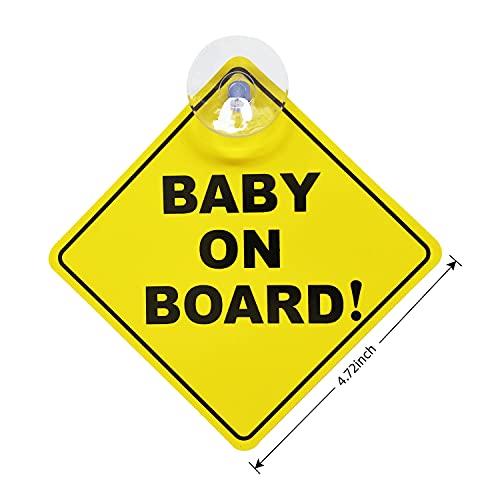 Baby on Board Sticker for Cars 2PCS , Baby On Board Warning Signs with Suction Cups , Durable and Strong Without Residue