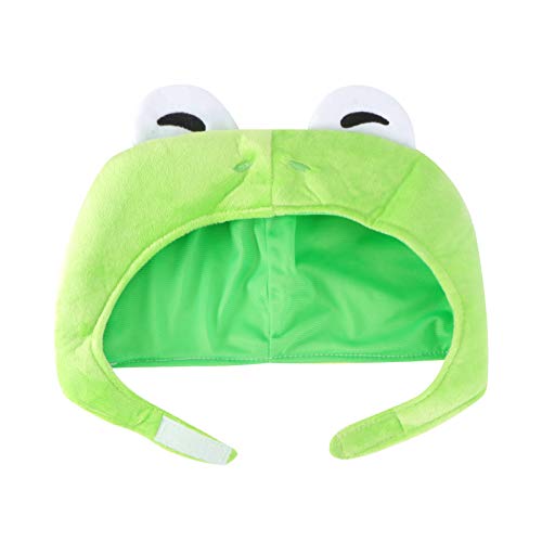 PartyKindom Cute Green Plush Frog Hat Cap Cartoon Headgear Winter Scarf Headband Multicolored Fisherman Packable Sun Hat Frog Ears Ski Hat for Dress up Cosplay Halloween Party Costume