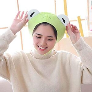 PartyKindom Cute Green Plush Frog Hat Cap Cartoon Headgear Winter Scarf Headband Multicolored Fisherman Packable Sun Hat Frog Ears Ski Hat for Dress up Cosplay Halloween Party Costume