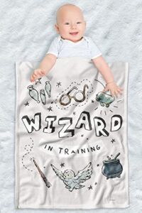 harry potter fleece baby blanket, 30"x40" wizard in training, unisex for girls & boys, infants/toddlers