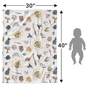 Harry Potter Fleece Baby Blanket, 30"x40" Whimsical Icons, Unisex for Girls & Boys, Infants/Toddlers