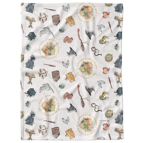 Harry Potter Fleece Baby Blanket, 30"x40" Whimsical Icons, Unisex for Girls & Boys, Infants/Toddlers