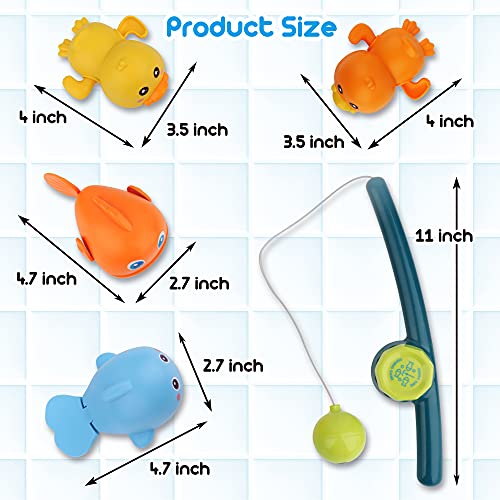 DWI Dowellin Bath Toys Magnetic Fishing Games Baby Bath Toys, Wind-up Swimming Fish Duck Whale Toys Floating Pool Bathtub Water Toys for Toddlers Kids Infant Age 18 Months and up Girl Boy