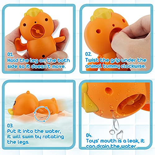 DWI Dowellin Bath Toys Magnetic Fishing Games Baby Bath Toys, Wind-up Swimming Fish Duck Whale Toys Floating Pool Bathtub Water Toys for Toddlers Kids Infant Age 18 Months and up Girl Boy