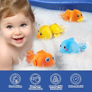 DWI Dowellin Bath Toys Magnetic Fishing Games Baby Bath Toys, Wind-up Swimming Fish Duck Whale Toys Floating Pool Bathtub Water Toys for Toddlers Kids Infant Age 18 Months and up Girl Boy